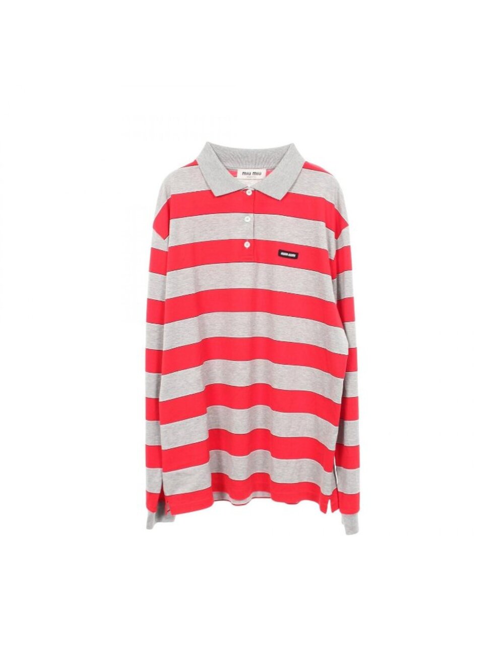 Miu Miu Polo Shirt Border Long Sleeve Cotton